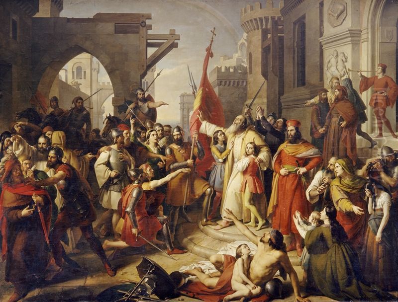 Giuramento degli Anconetani Oil Painting by Francesco Podesti