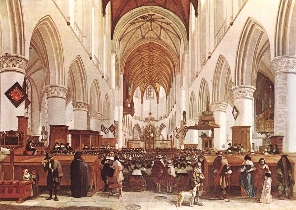 The Interior of the Grote Kerk (St Bavo) at Haarlem Oil Painting by Gerrit Adriaenszoon Berckheyde