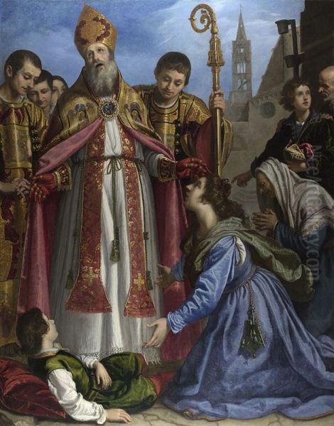 Saint Zenobius revives a Dead Boy Oil Painting by Giovanni Biliverti