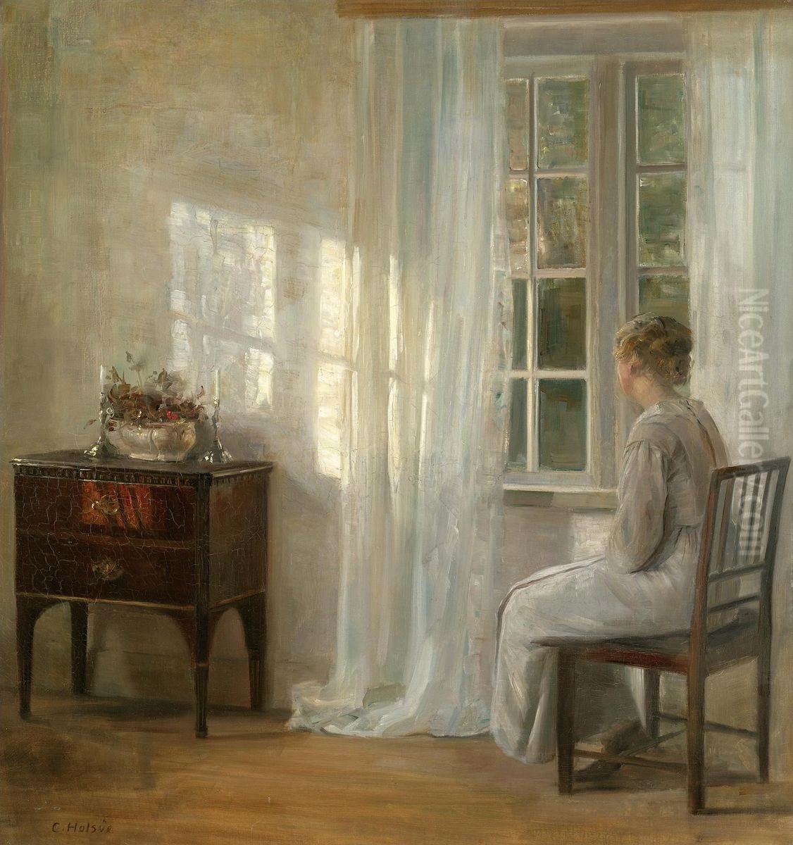 Waiting By The Window Oil Painting by Carl Holsoe