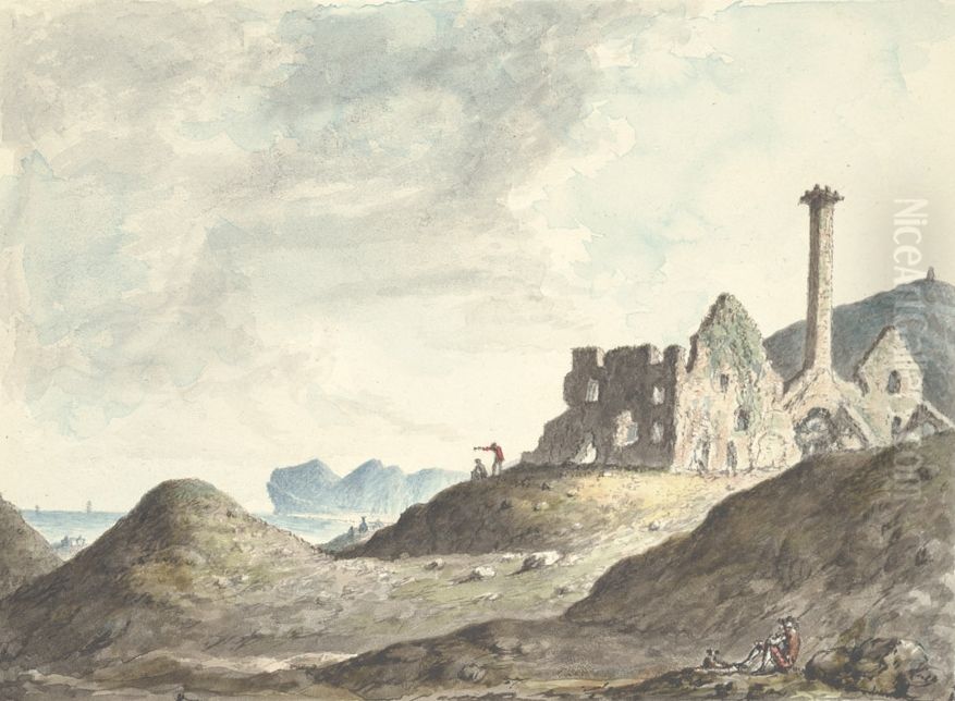 Bryn Euryn, & distant view of Penmon Rhos Oil Painting by John Ingleby