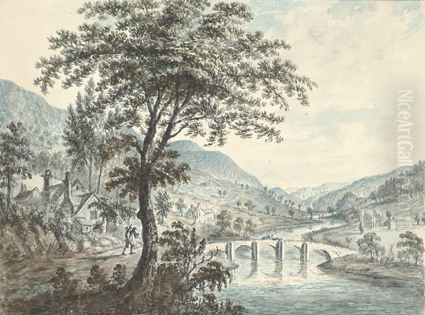 Llansanfraid Bridge, Glyndwrdwy Oil Painting by John Ingleby