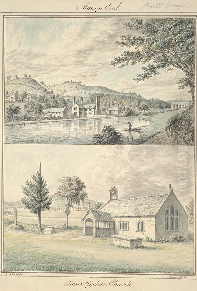 Maes y Coed ; Llan Bychan Church Oil Painting by John Ingleby