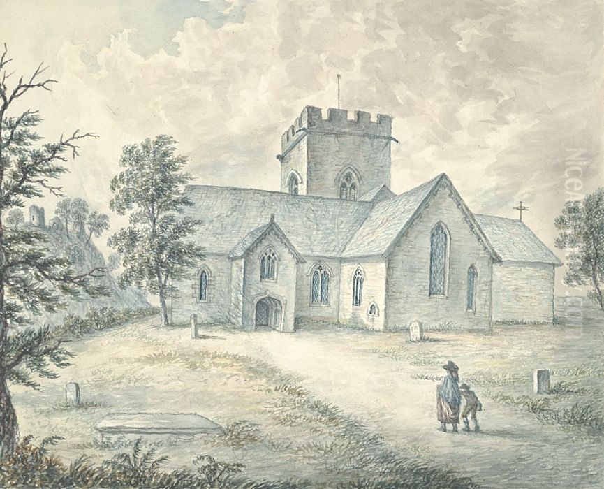 Montgomery castle & church Oil Painting by John Ingleby
