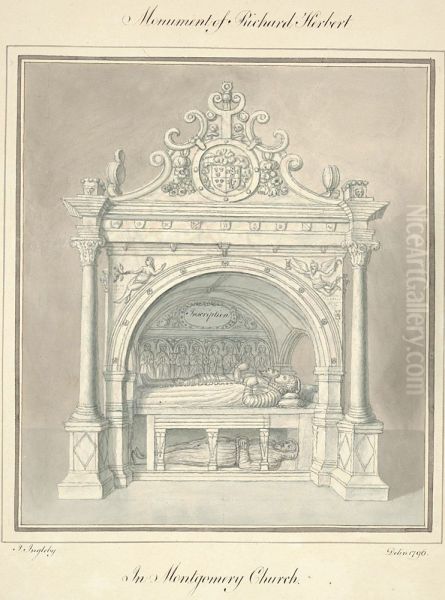 Monument of Richard Herbert in Montgomery Church Oil Painting by John Ingleby