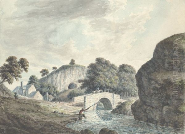 Tomen y Faerdre & cave, Llanarmon, Oil Painting by John Ingleby