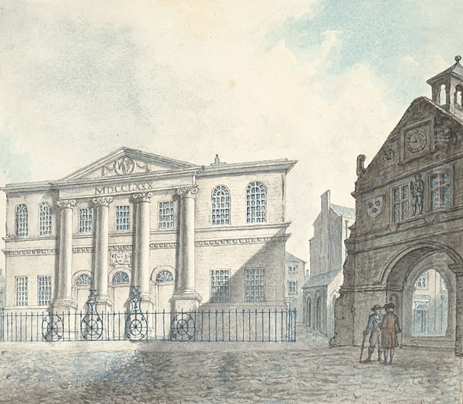 Town Hall Shrewsbury and the Old Market House Oil Painting by John Ingleby