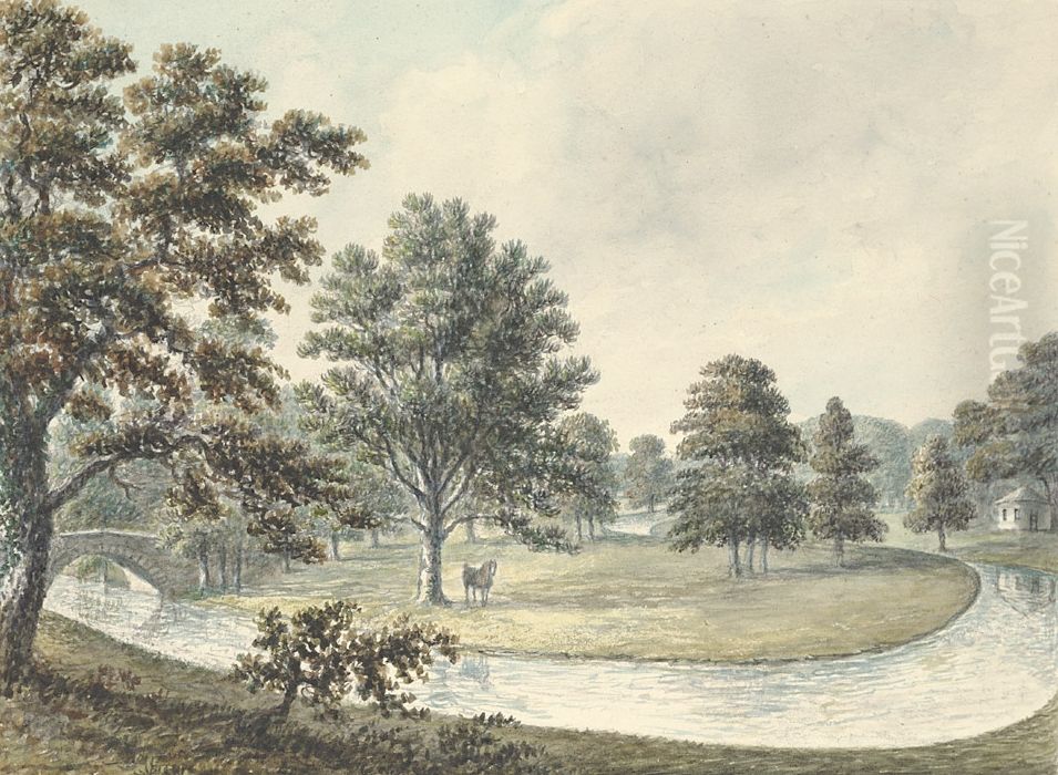 View in Erddig grounds Oil Painting by John Ingleby