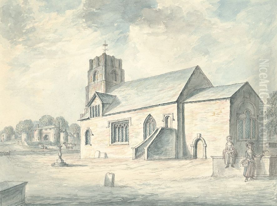 Whittington church and castle Oil Painting by John Ingleby Whittington church and castle Oil Painting by John Ingleby