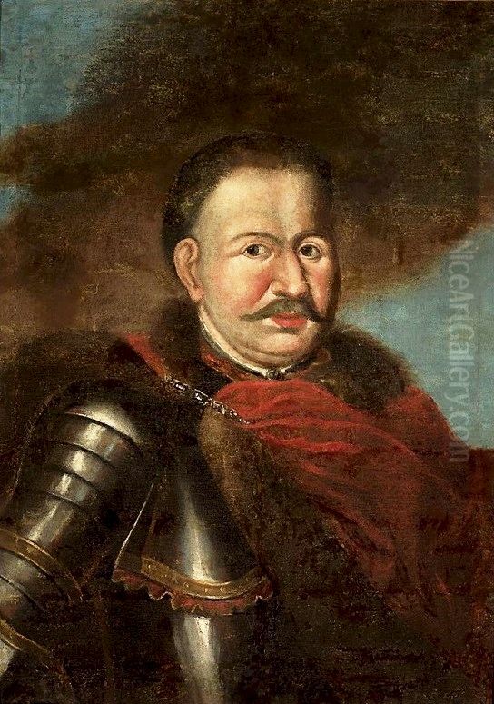 Portrait of a nobleman in armour and delia (cloak) Oil Painting by unknown