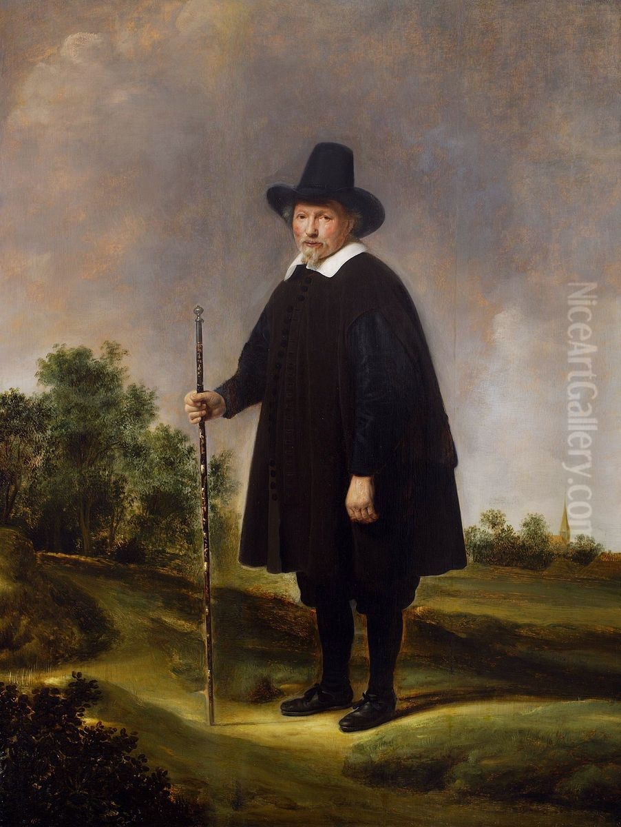 Portrait of a man against landscape Oil Painting by Govert Flinck