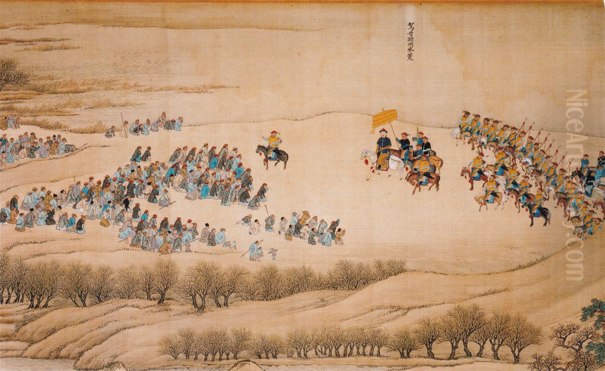 Shandong-Jiangsu Border to Confluence of the Yellow and Huai Rivers Oil Painting by Wang Hui