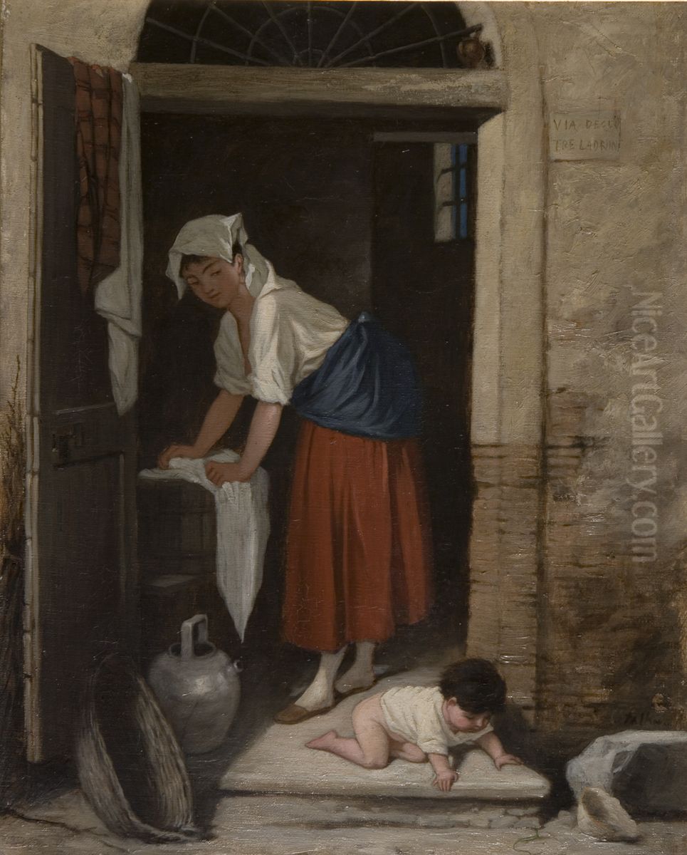 Stella and Child Oil Painting by Severin Falkman