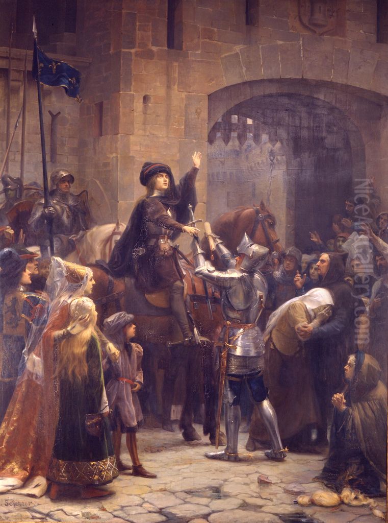 Le Depart de Vaucouleurs Oil Painting by Jean-Jacques Scherrer
