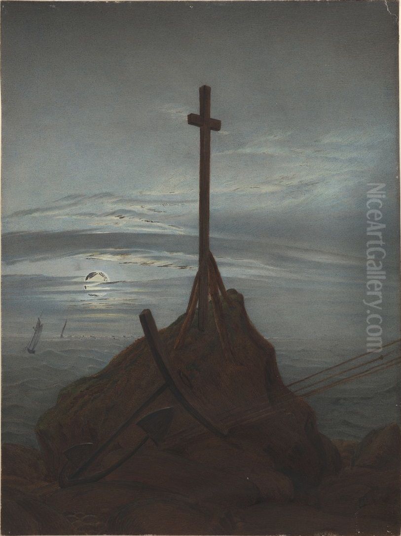 The Cross Beside The Baltic Oil Painting by Caspar David Friedrich