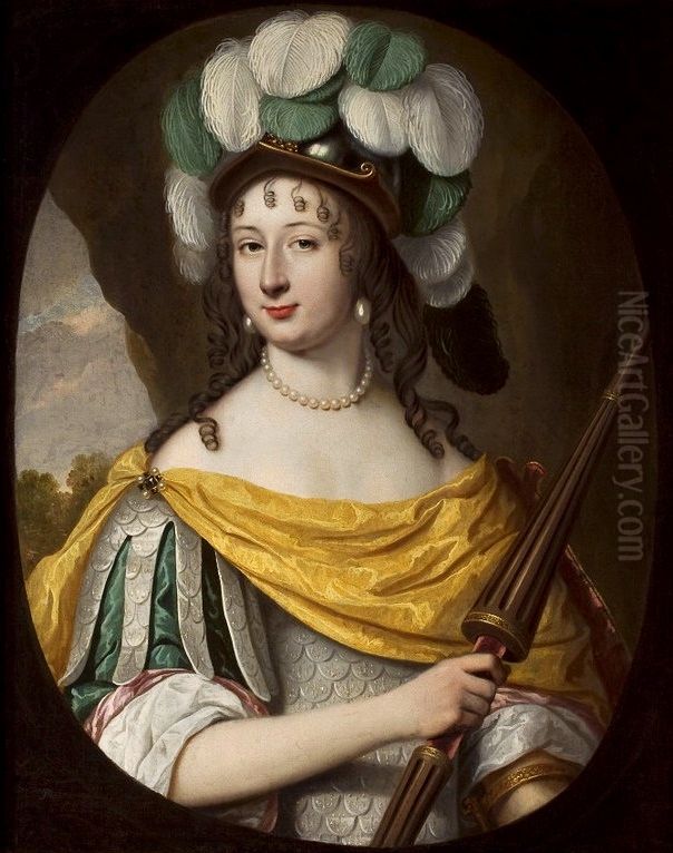 Portrait of a Woman as Minerva (Christina of Sweden as Bradamante). Oil Painting by Pieter Nason