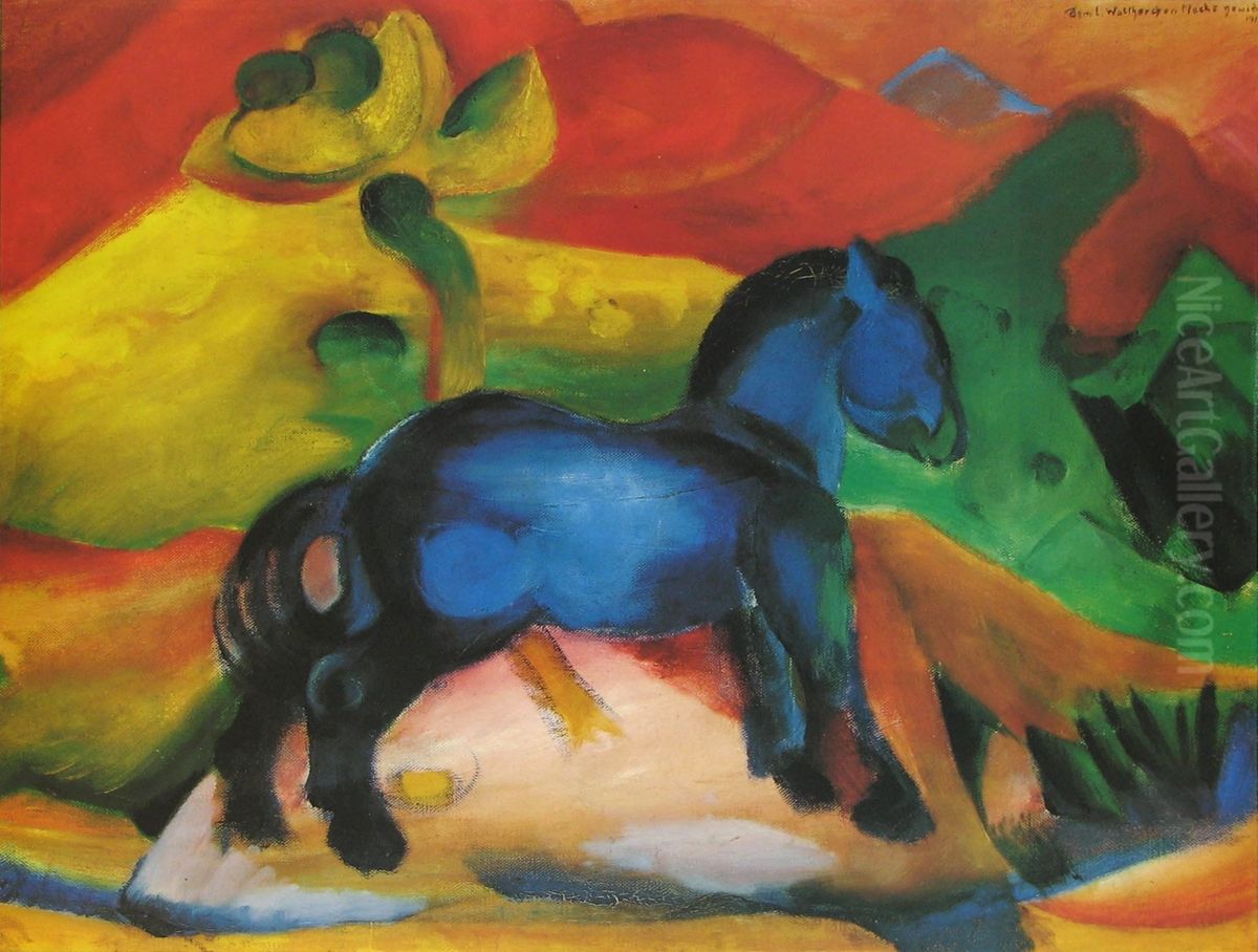 Le cheval bleu. Oil Painting by Franz Marc