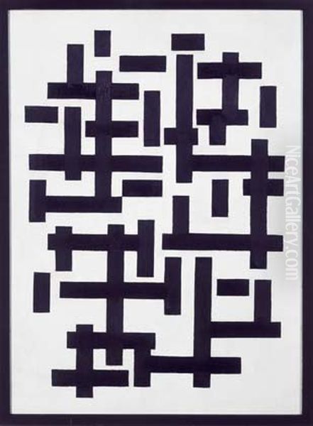 Composition XII in Black and White Oil Painting by Theo van Doesburg