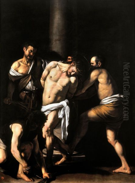 The Flagellation of ChristFrancais:La Flagellation du ChristItaliano:Flagellazione di CristoPolski:Biczowanie Chrystusa Oil Painting by Caravaggio