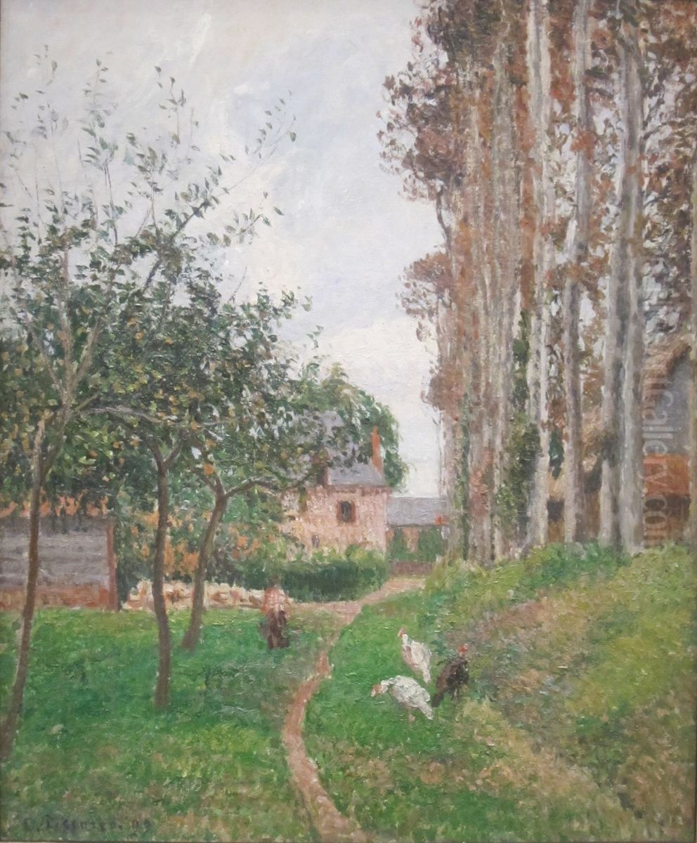 The Orchard at the Manoir d'Ango with Hens, Varengeville Oil Painting by Camille Pissarro