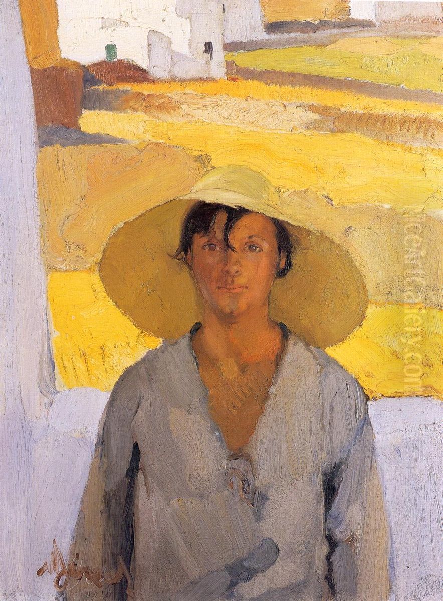 The Straw Hat Oil Painting by Nikolaos Lytras