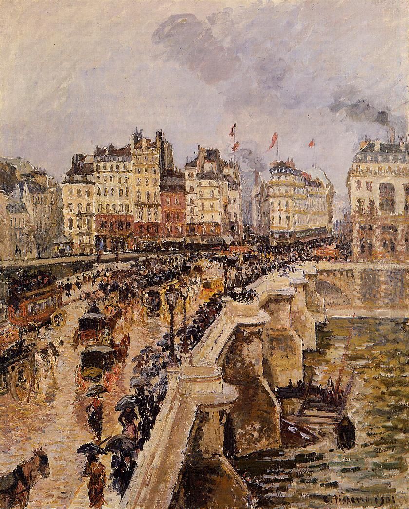 The Pont-Neuf, Rainy Afternoon (First Series) Oil Painting by Camille Pissarro