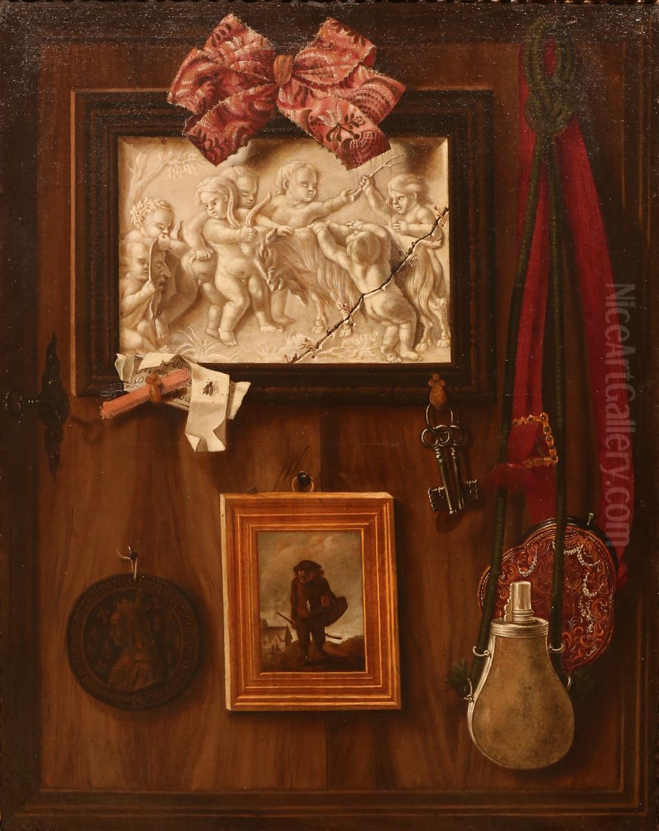 Trompe-l'oeil a la medaille d'Anne de Bretagne Oil Painting by Jean Valette-Penot