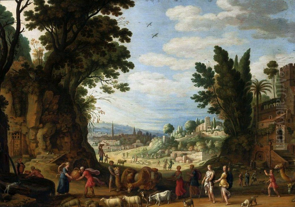 Rebecca and Eleazar. Oil Painting by Willem van Nieulandt II