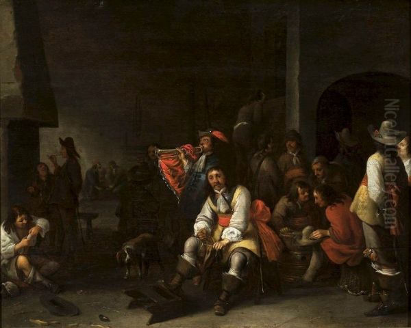 At a billet. Oil Painting by Anthonie Palamedesz.