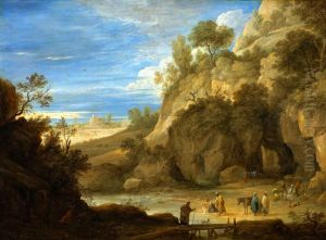 River landscape with a camp