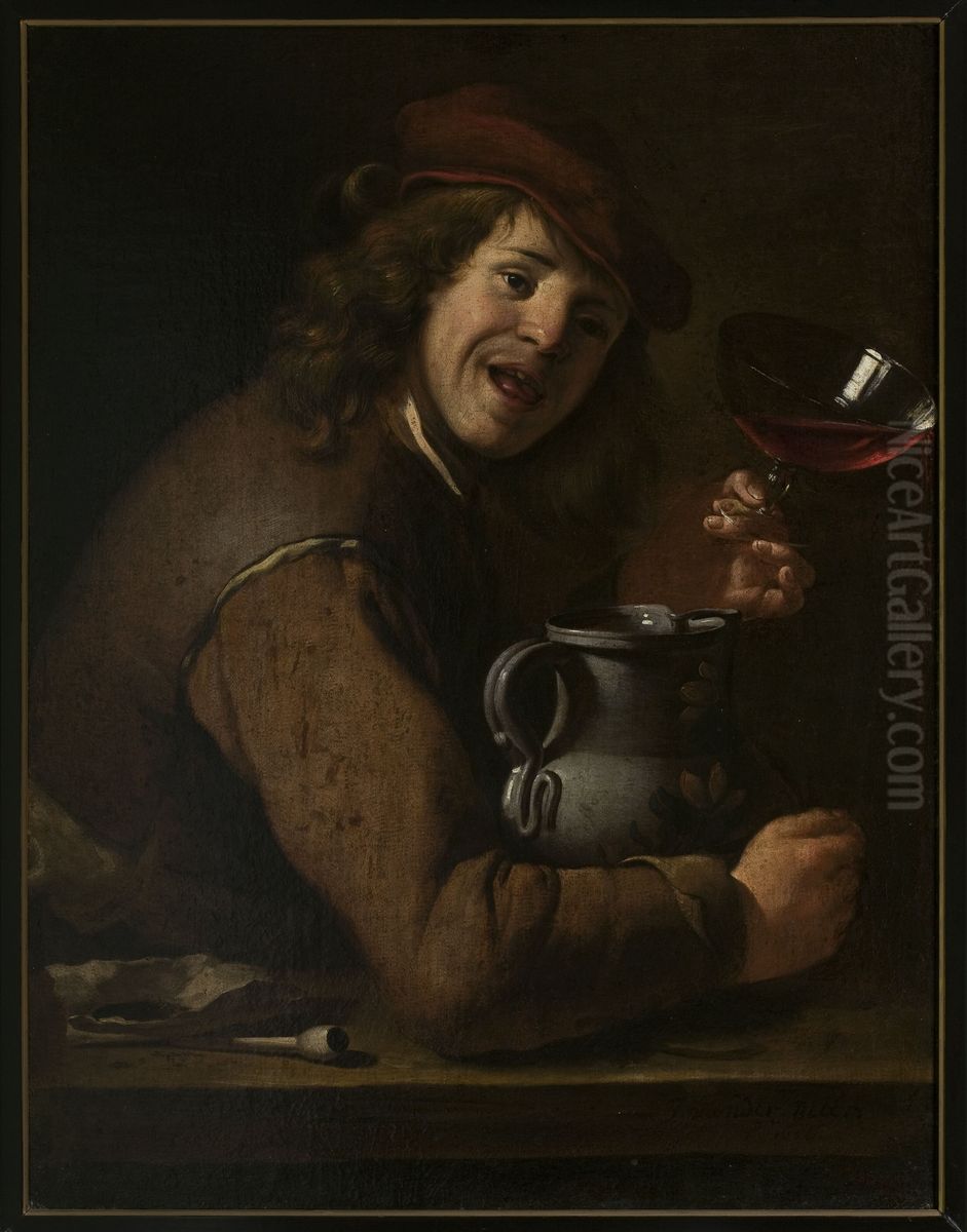 Boy drinking wine Oil Painting by Jan Vermeer van Utrecht