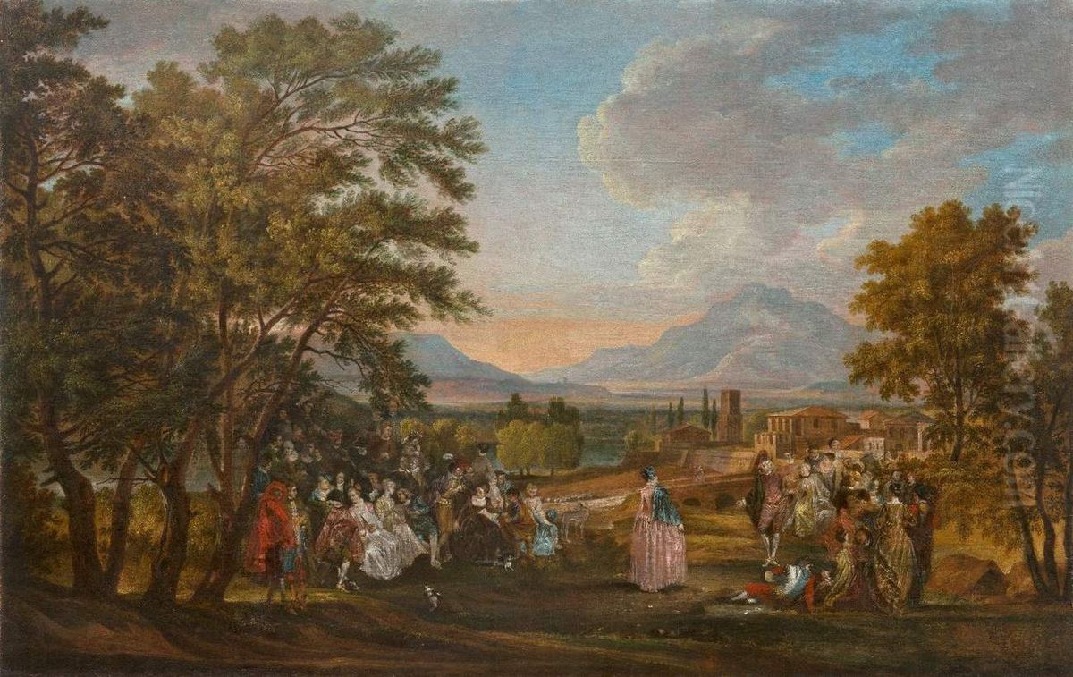 Minuet in the park. Oil Painting by Daniel Nikolaus Chodowiecki