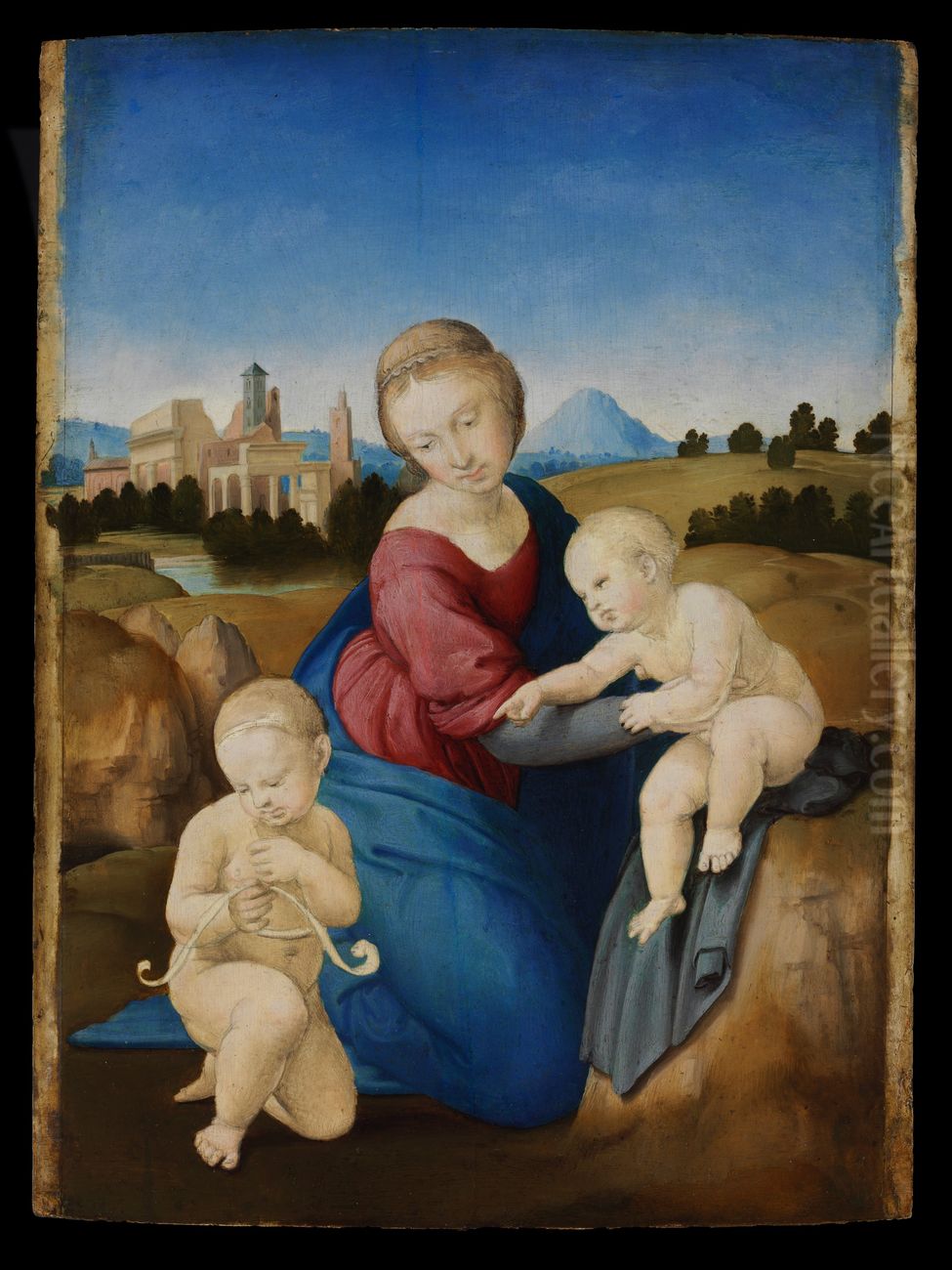 Madonna and Child with the Infant Saint John Oil Painting by Raphael