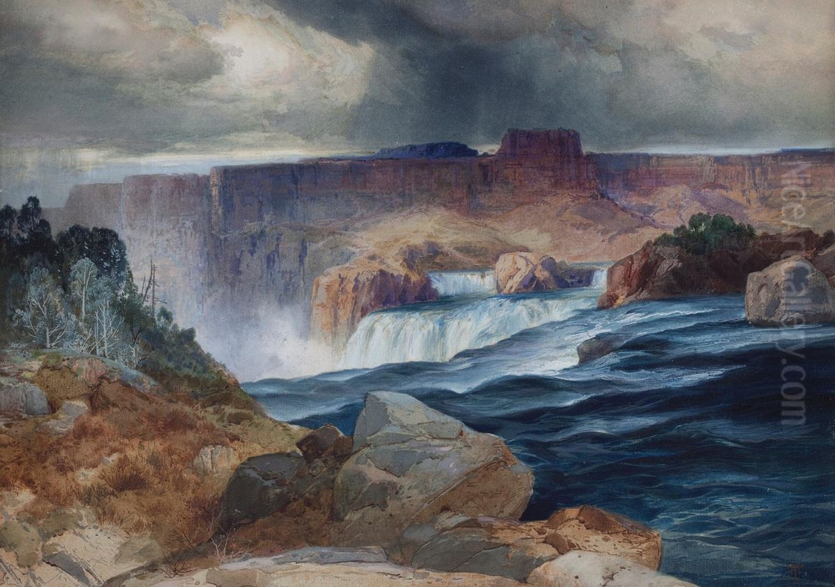 Shoshone Falls, Snake River, Idaho Oil Painting by Thomas Moran
