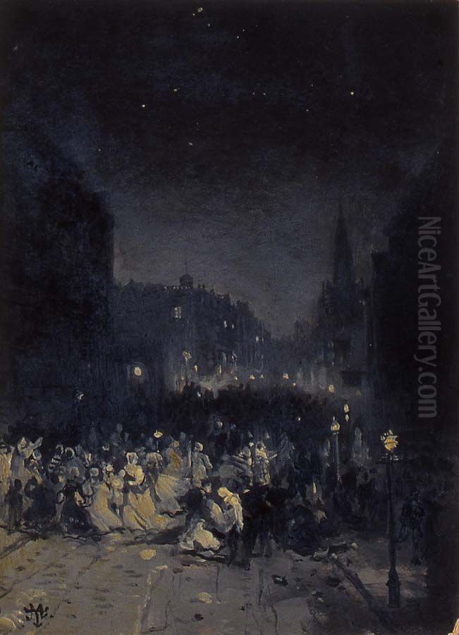 Street Scene Oil Painting by Thomas Moran