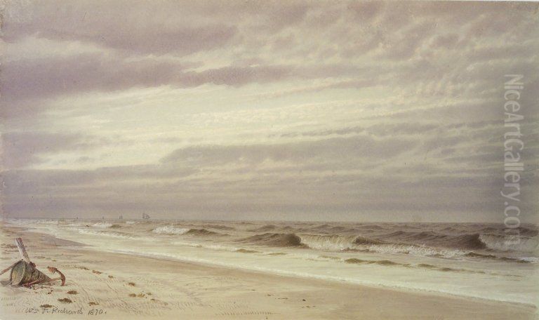 Beach Scene with Barrel and Anchor Oil Painting by William Trost Richards
