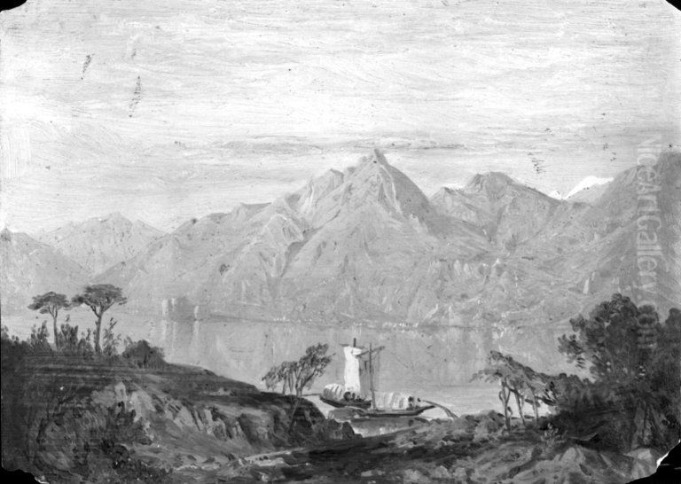 Lake Maggiore (North Italian Lake) Oil Painting by William Trost Richards