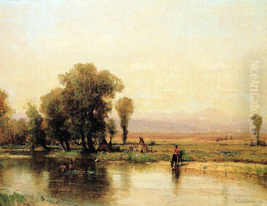 Encampment along the Platte Oil Painting by Worthington Whittredge
