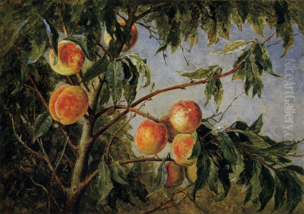 Peaches Oil Painting by Worthington Whittredge