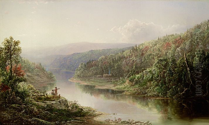 Fishing on the Potomac, Eastern Panhandle, West Virginia Oil Painting by William Louis Sonntag, Sr.