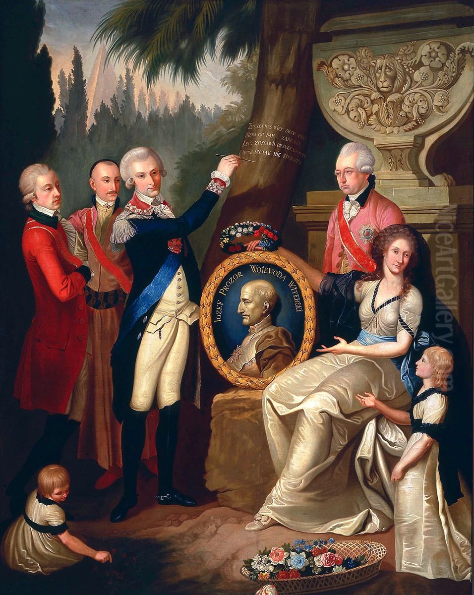 Portrait of the Prozor family Oil Painting by Franciszek Smuglewicz