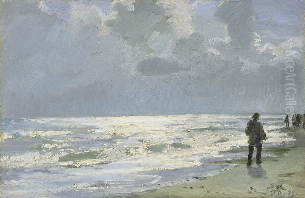 Uvejr over havet Oil Painting by Peder Severin Kroyer
