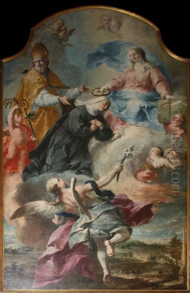Coronation of Blessed Giuliana afore Saint Ambrose. Oil Painting by Biagio Bellotti