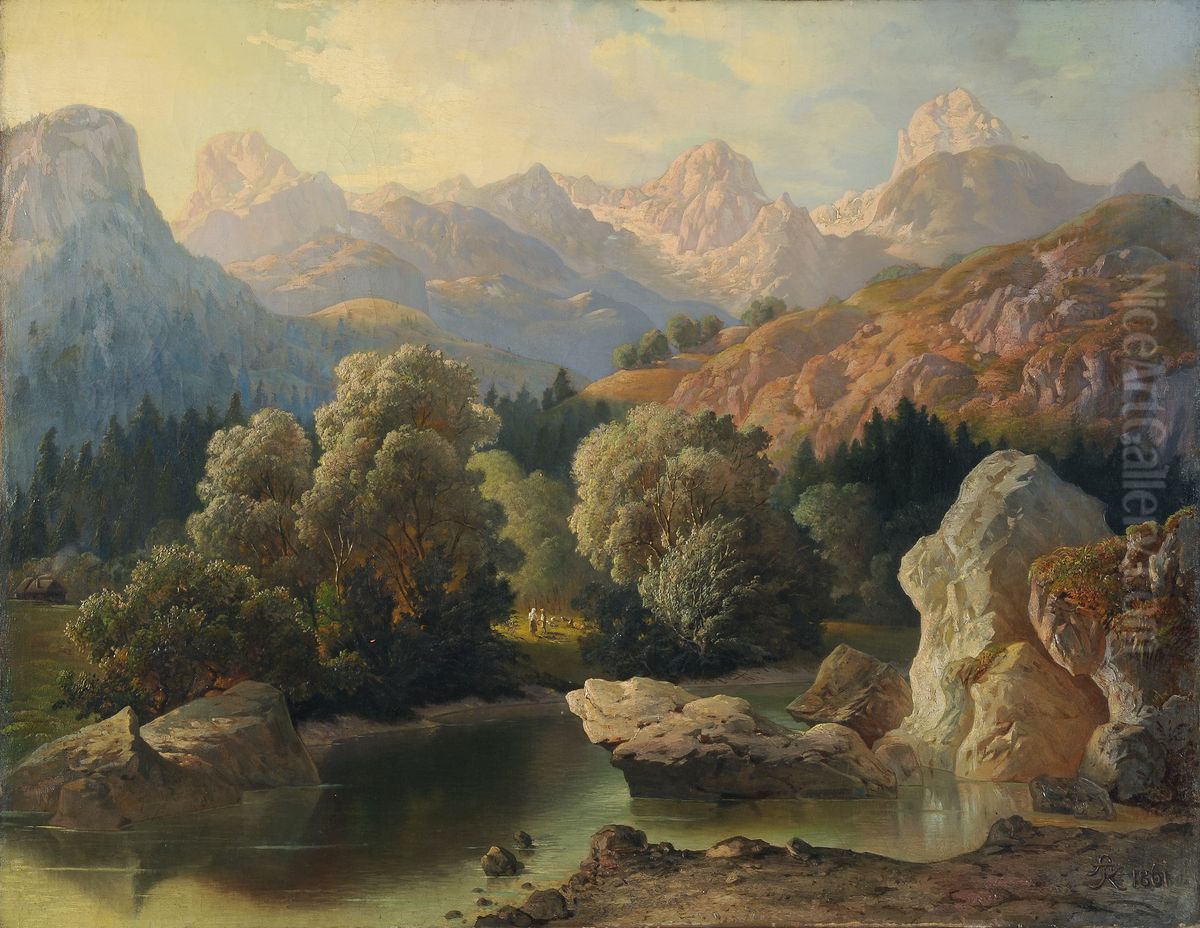 Triglav iz Bohinja Oil Painting by Anton Karinger
