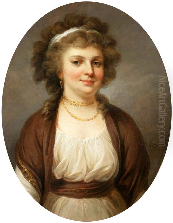 Portrait of Jozefa Chrzanowska nee Szemplinska Oil Painting by Kazimierz Wojniakowski
