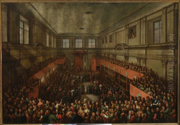 Uchwalenie Konstytucji 3 Maja Oil Painting by Kazimierz Wojniakowski