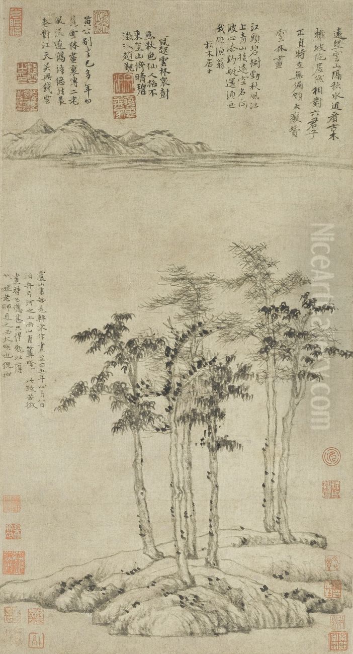zhong wen: liu jun zi tu Oil Painting by Ni Zan