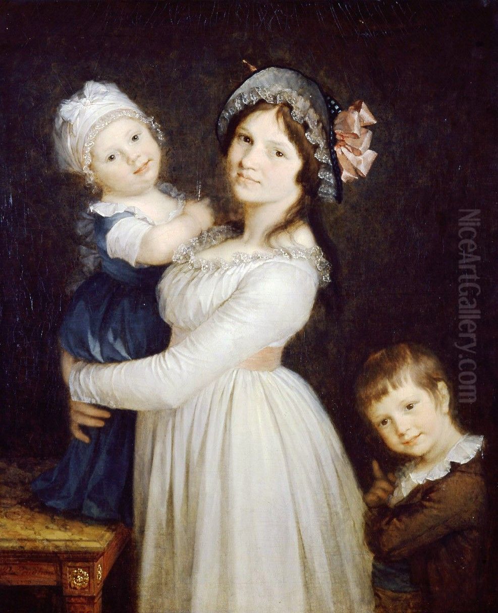 Portrait de Madame Georges Anthony et ses deux fils Oil Painting by Pierre-Paul Prud'hon