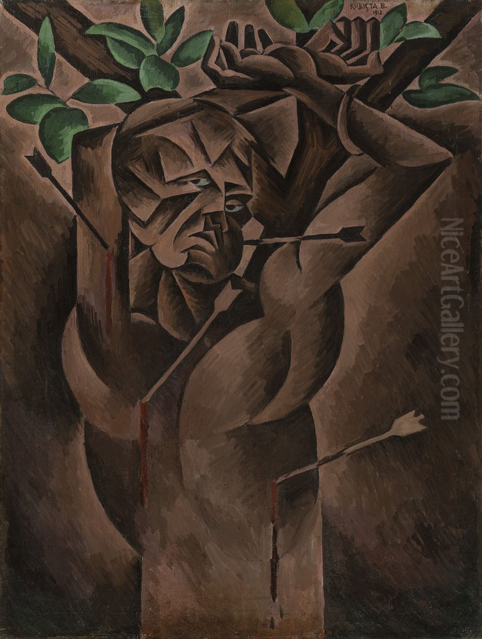 Saint Sebastian Oil Painting by Bohumil Kubista