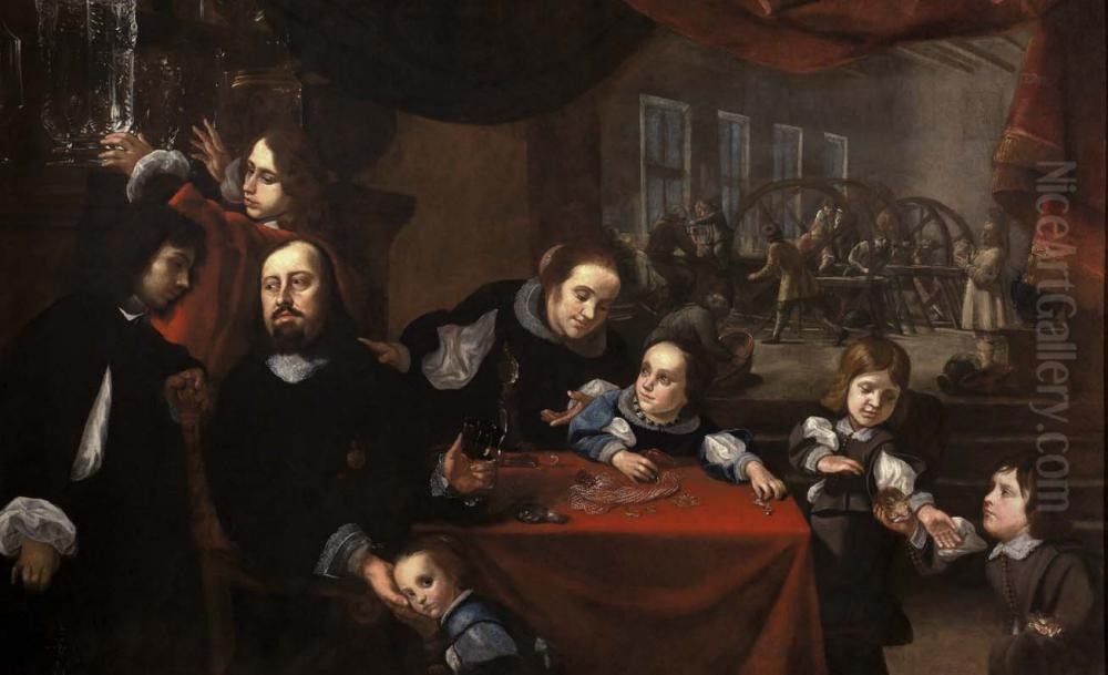 Der Edelsteinschneider Dionisio Miseroni und seine Familie Oil Painting by Karel Skreta